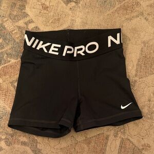 Nike Black Women's Pro Compression Bike Shorts with White Logo